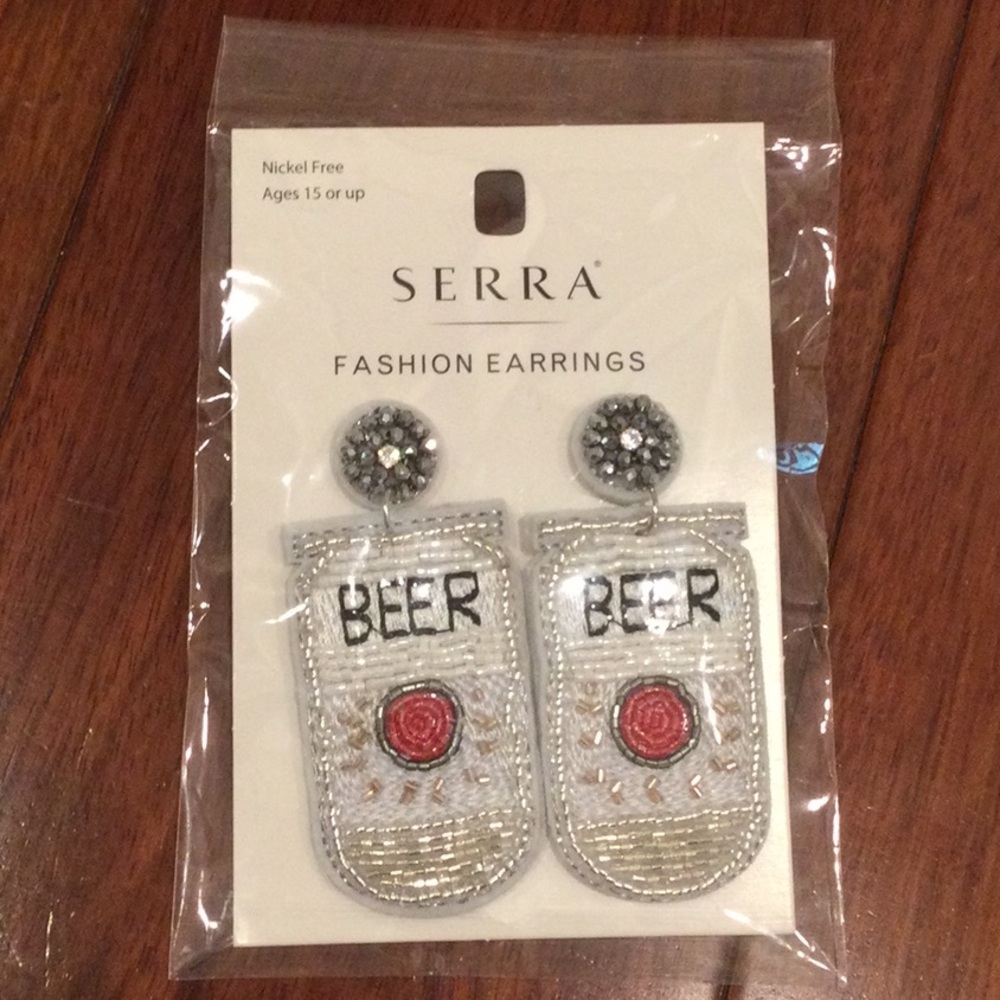 Serra Silver and Red Beer Can Earrings